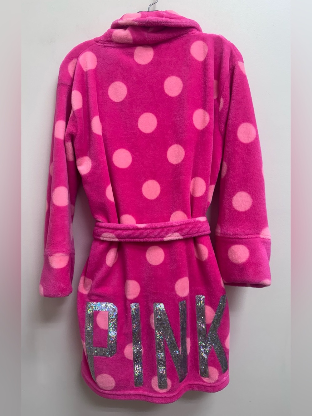 PINK Victoria’s Secret Fleece Polka Dot Sequin Robe XS